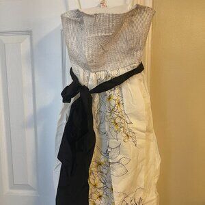 White Anthropologie Dress with Flower Detail